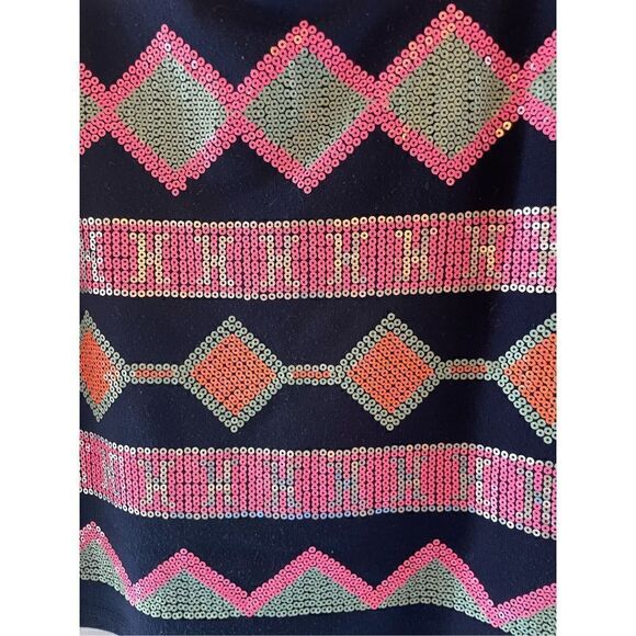 Sequin Miniskirt by Blue Rain, Small. Multicolor on navy. Eras Tour! - Picture 13 of 14